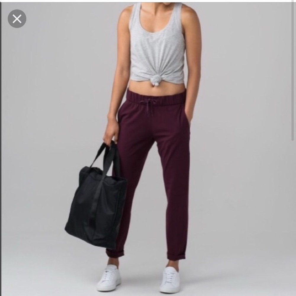 Lululemon Athletica Burgundy On The Fly Pants